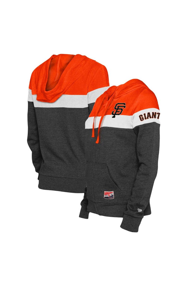 New Era Women's New Era Heather Black San Francisco Giants Colorblock Full-Zip Hoodie Jacket, Main, color, 