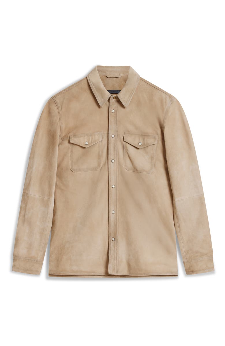 John Varvatos Lionnell Goat Suede Snap-Up Shirt Jacket, Alternate, color, 