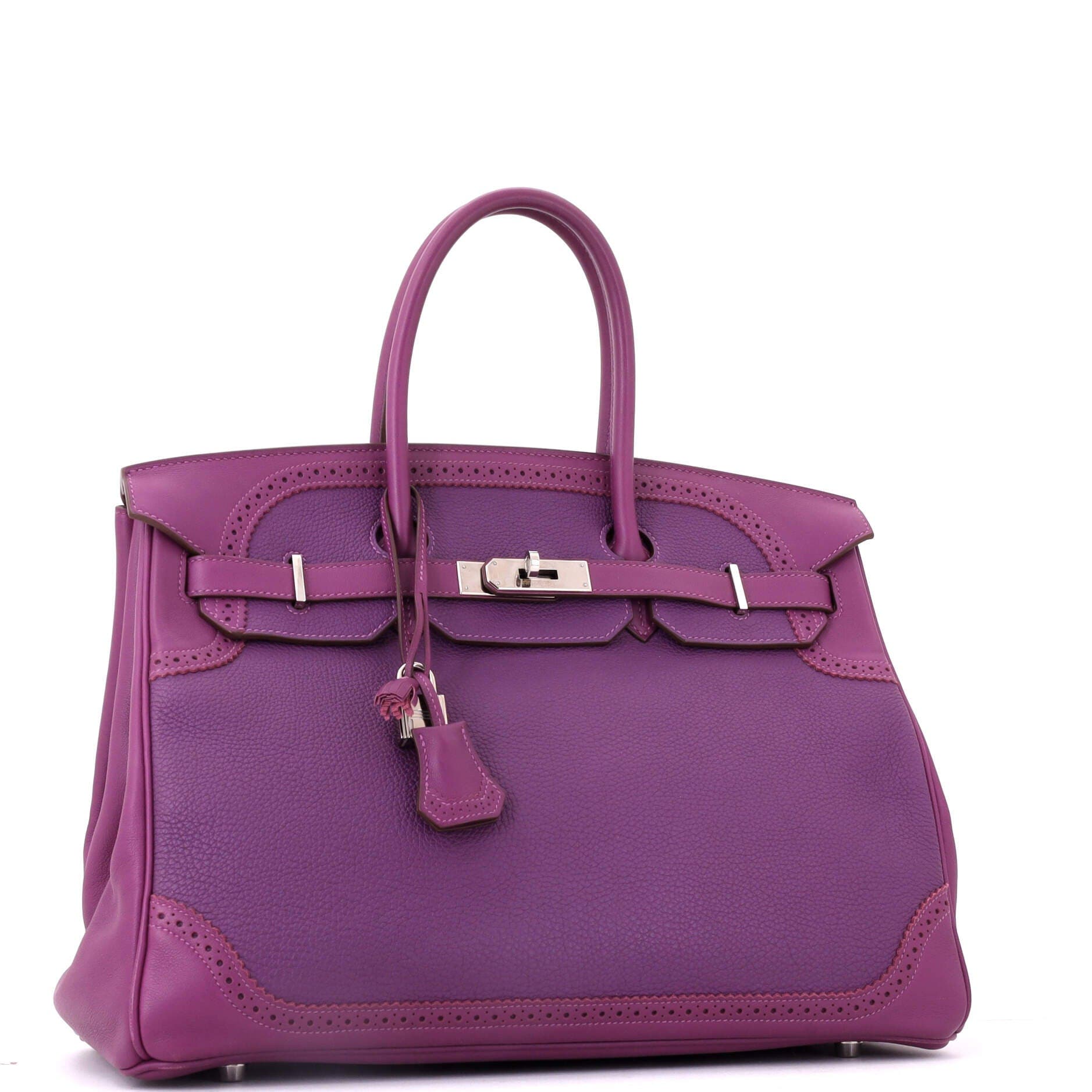 Birkin Ghillies Bag Purple Togo and Swift with Palladium Hardware 35, Alternate, color, Red