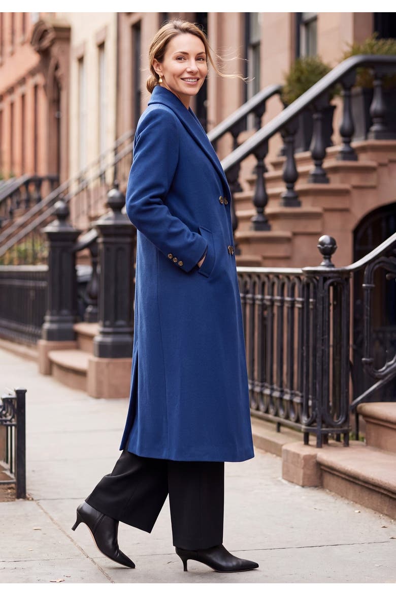 Long Shawl Collar Wool Coat, Alternate, color, EVENING BLUE