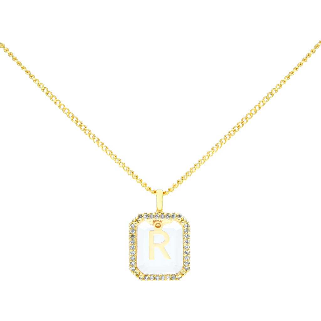 La Meno Crystal Letter Square Pendant Necklace