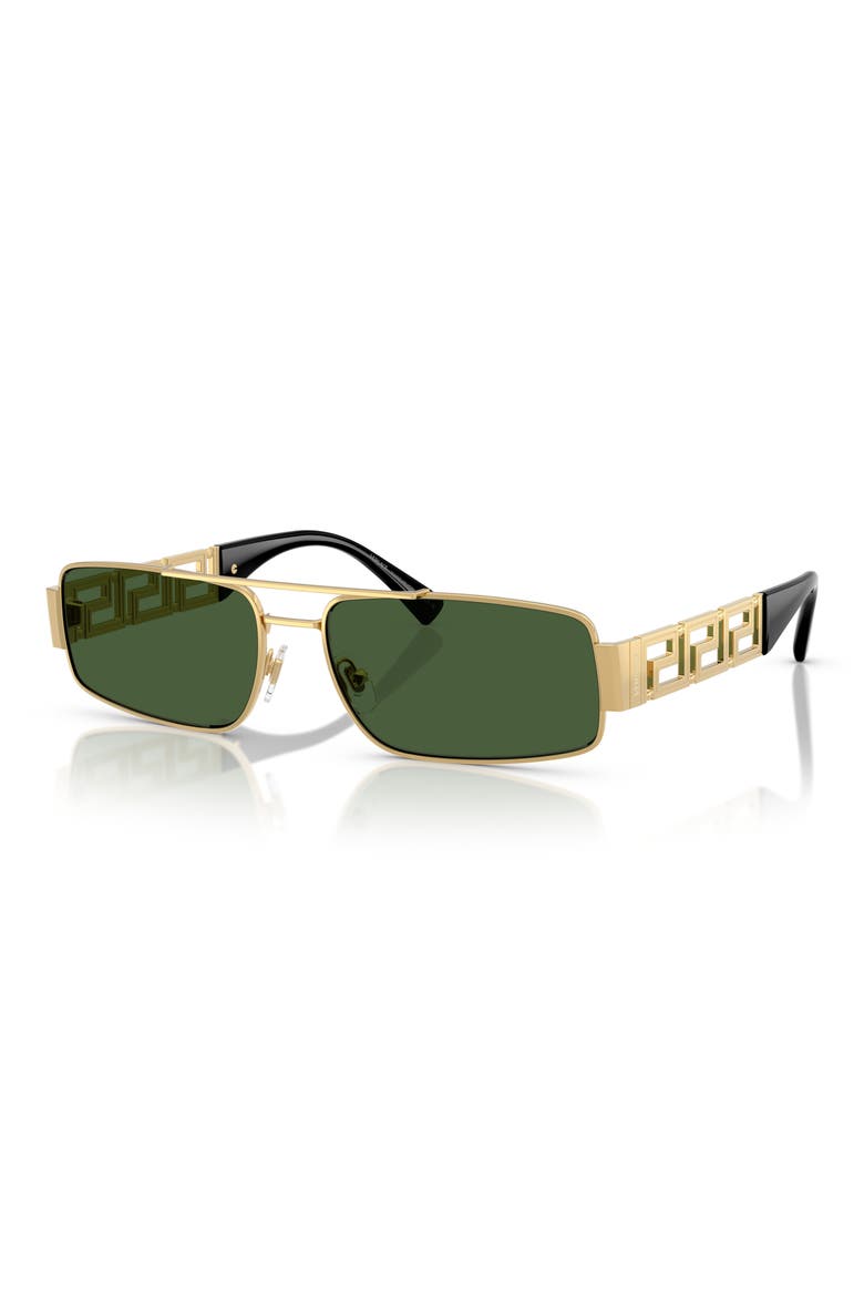 60mm Rectangular Sunglasses, Alternate, color, GOLD / DARK GREEN