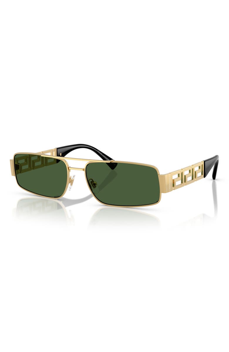 Versace 60mm Rectangular Sunglasses, Alternate, color, Gold / Dark Green