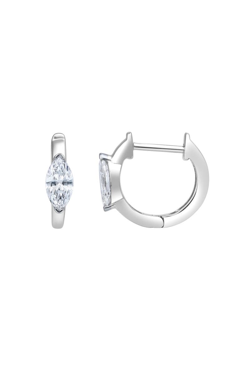 Marquise Muse 14K Gold Lab Grown Diamond Huggies - 0.50 ct, Main, color, 14K White Gold