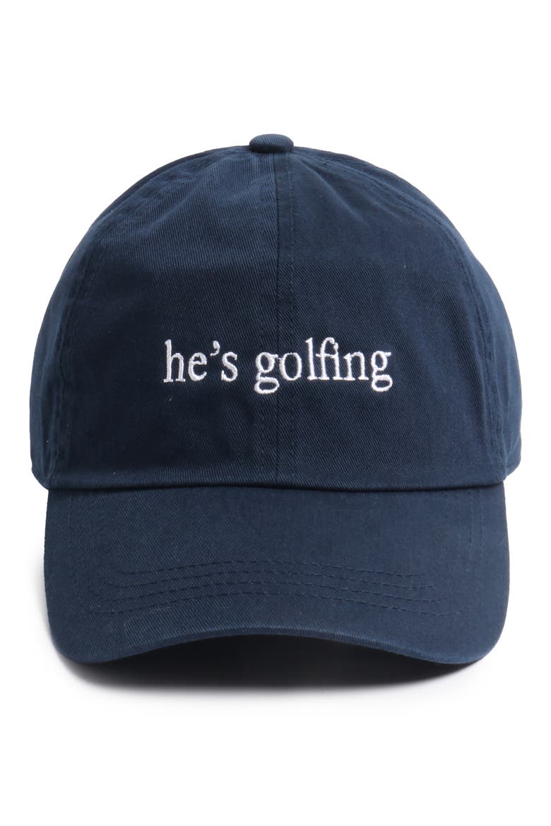 He's Golfing Cotton Baseball Cap, Main, color, NAVY