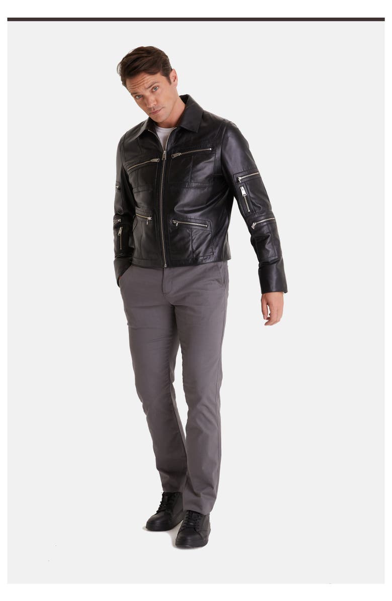 Furniq UK Randall Leather Jacket, Alternate, color, Black