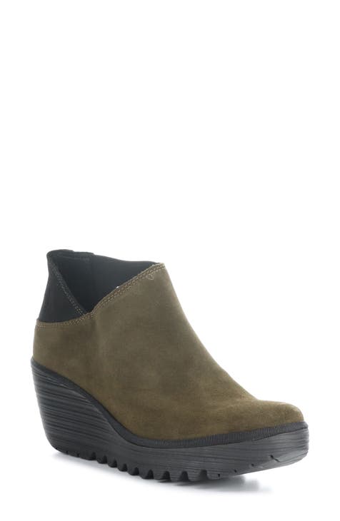 Fly London Women’s Yuro Green outlet Suede Ankle Wedge Boot Size 7.5