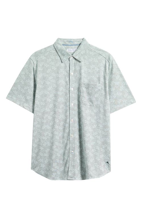 Tommy Bahama San Lucio Lotos Floral Islandzone® Short Sleeve Cotton Blend Button-up Shirt In Green