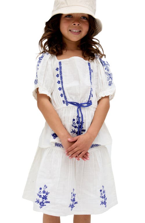 Raffya Kids Kids Ally Peplum Embroidered Blouse In Multi