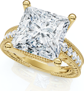 Bliss Diamond Certified 4 1/5Ct Princess Cut Diamond Vintage Engagement Ring Lab Grown