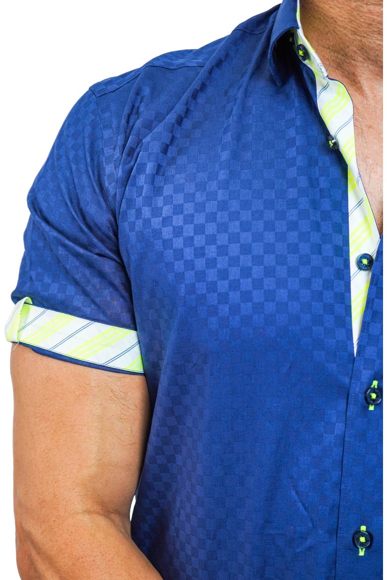 Galileo Panam 38 Navy Contemporary Fit Short Sleeve Button-Up Shirt, Alternate, color, BLUE