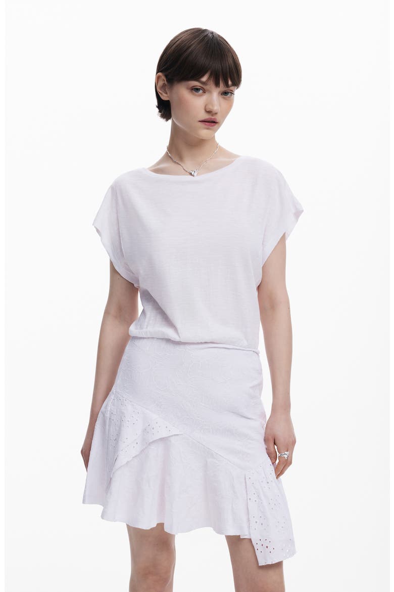 Asymmetric Minidress, Alternate, color, WHITE
