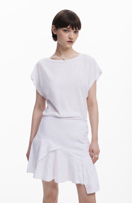 Desigual Combined Short Dress In White