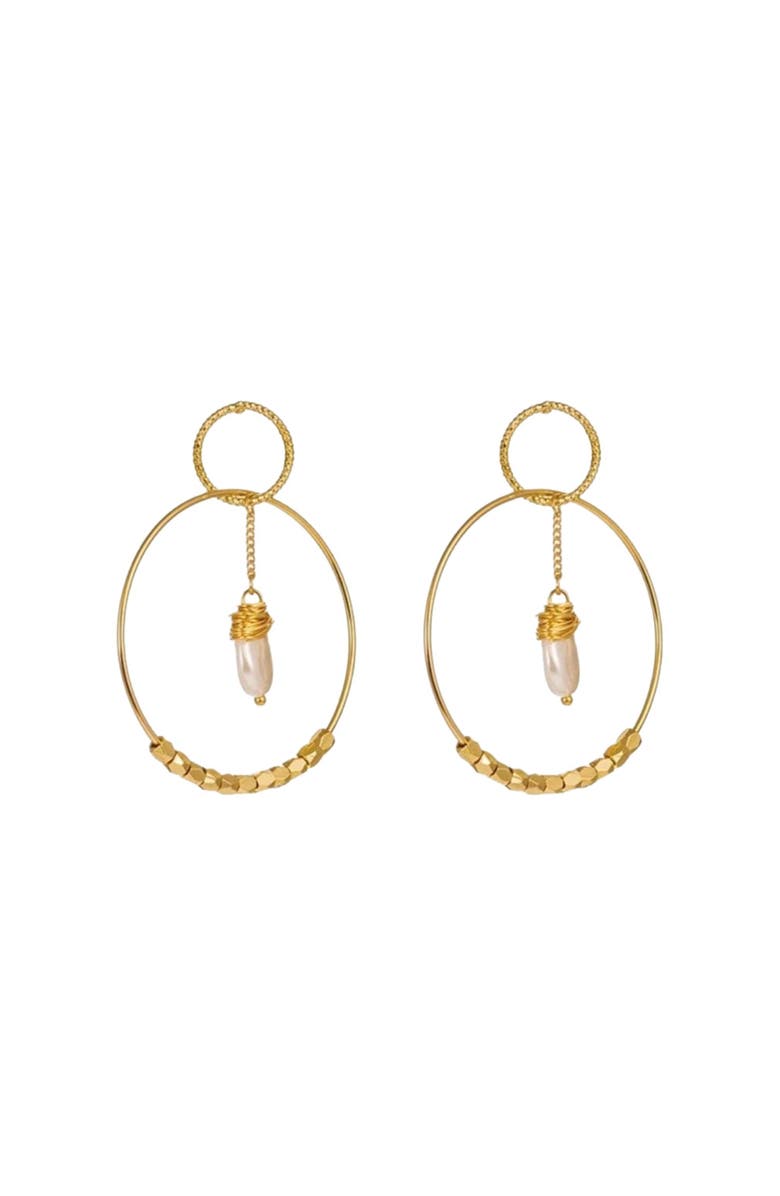 Hollywood Sensation Pearl Double Hoop Earrings, Main, color, Gold