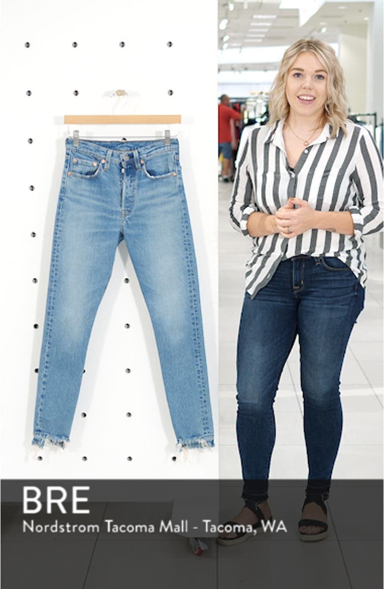 501<sup>®</sup> High Waist Nibbled Hem Skinny Jeans, sales video thumbnail