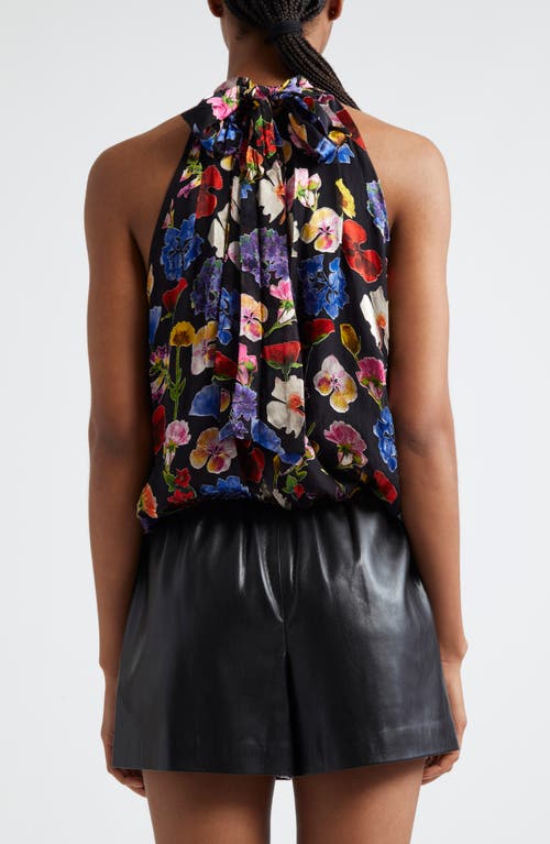 Alice And Olivia Maris Gathered Floral-print Jacquard Top In Timeless Blossom