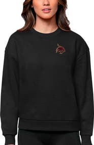 ANTIGUA Women's Antigua Black Texas State Bobcats Logo Victory Crewneck Pullover Sweatshirt