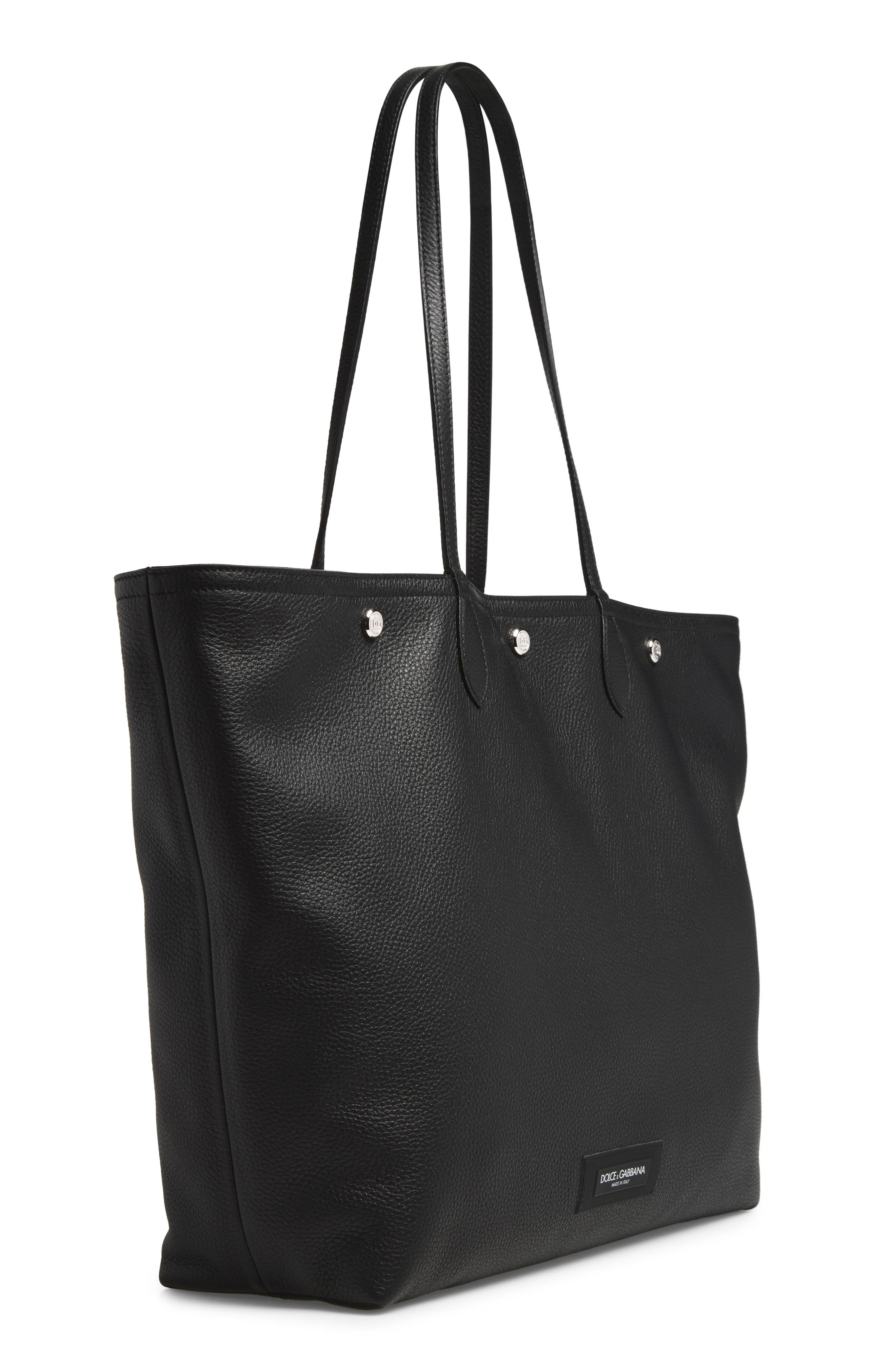 Pebbled Leather Shopper, Alternate, color, 80999 NERO