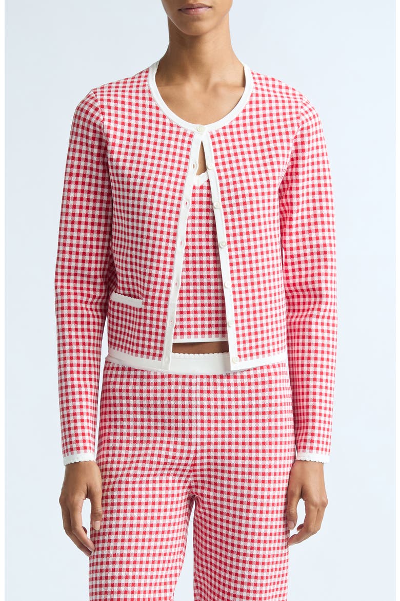 Micah Gingham Cardigan, Main, color, RED GINGHAM
