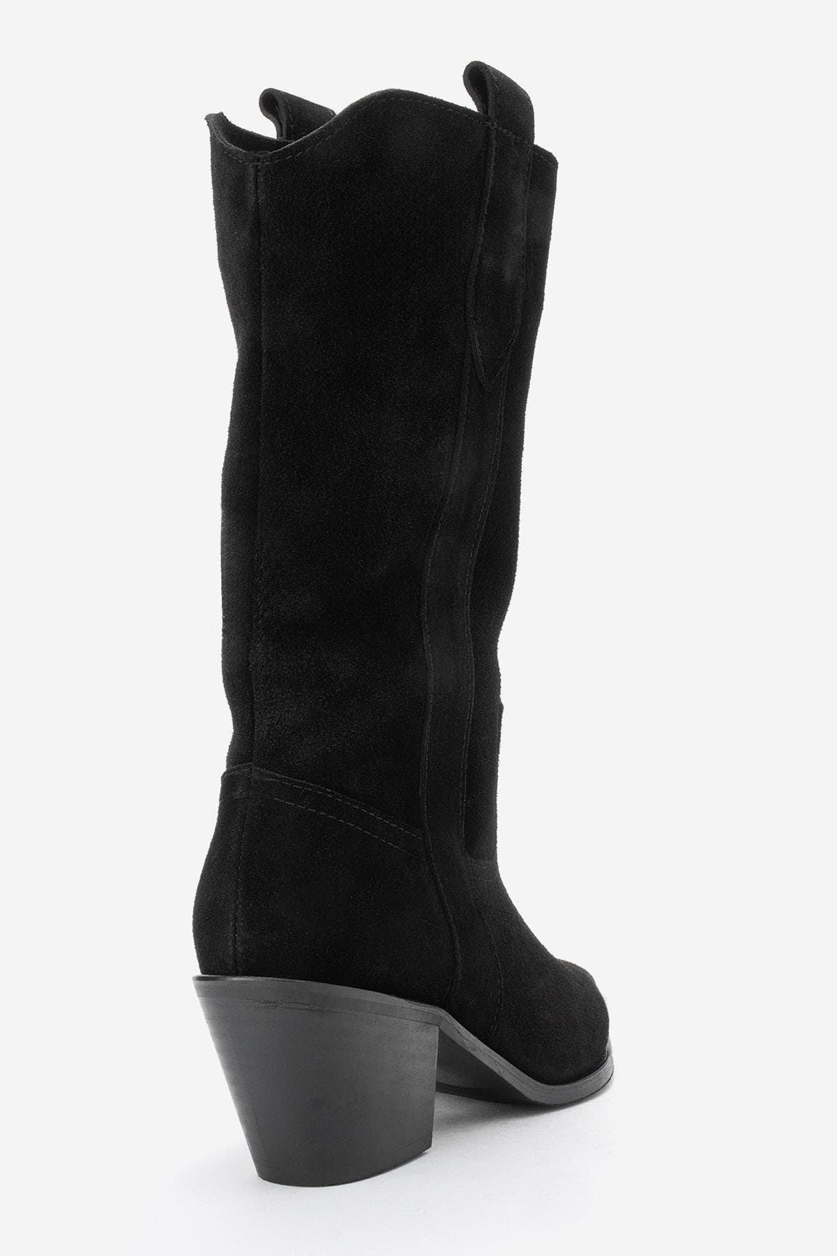 Forever & Always Shoes Alvi Leather Western Boot, Alternate, color, Black Suede