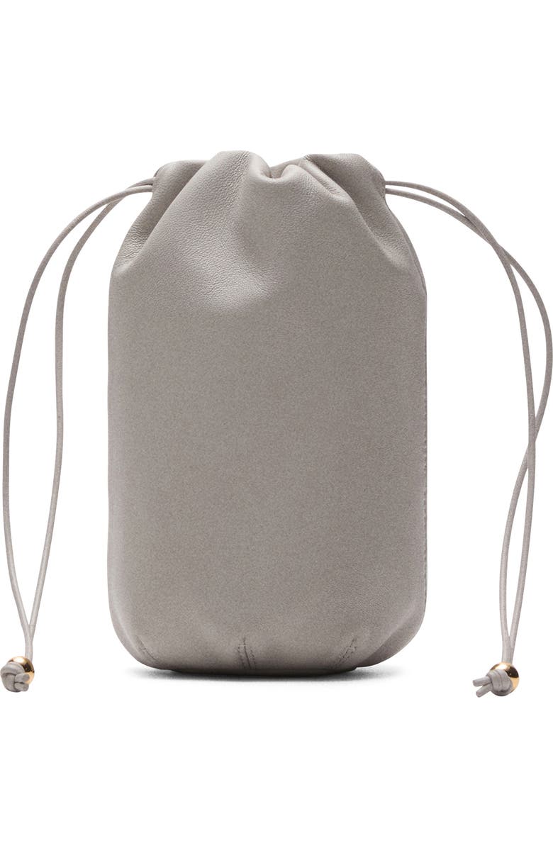 MANGO Selection Small Leather Bucket Bag, Alternate, color, Light/ Pastel Grey