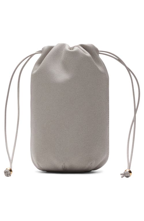 Mango Small Leather Bucket Bag In Gray