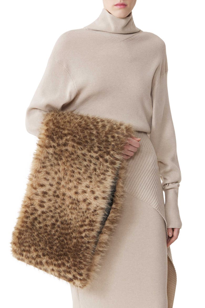 Faux Fur Scarf, Alternate, color, Leopard