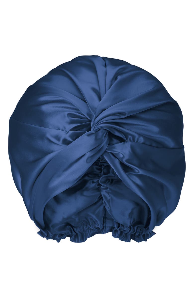 BLISSY Mulberry Silk Hair Bonnet, Main, color, Navy