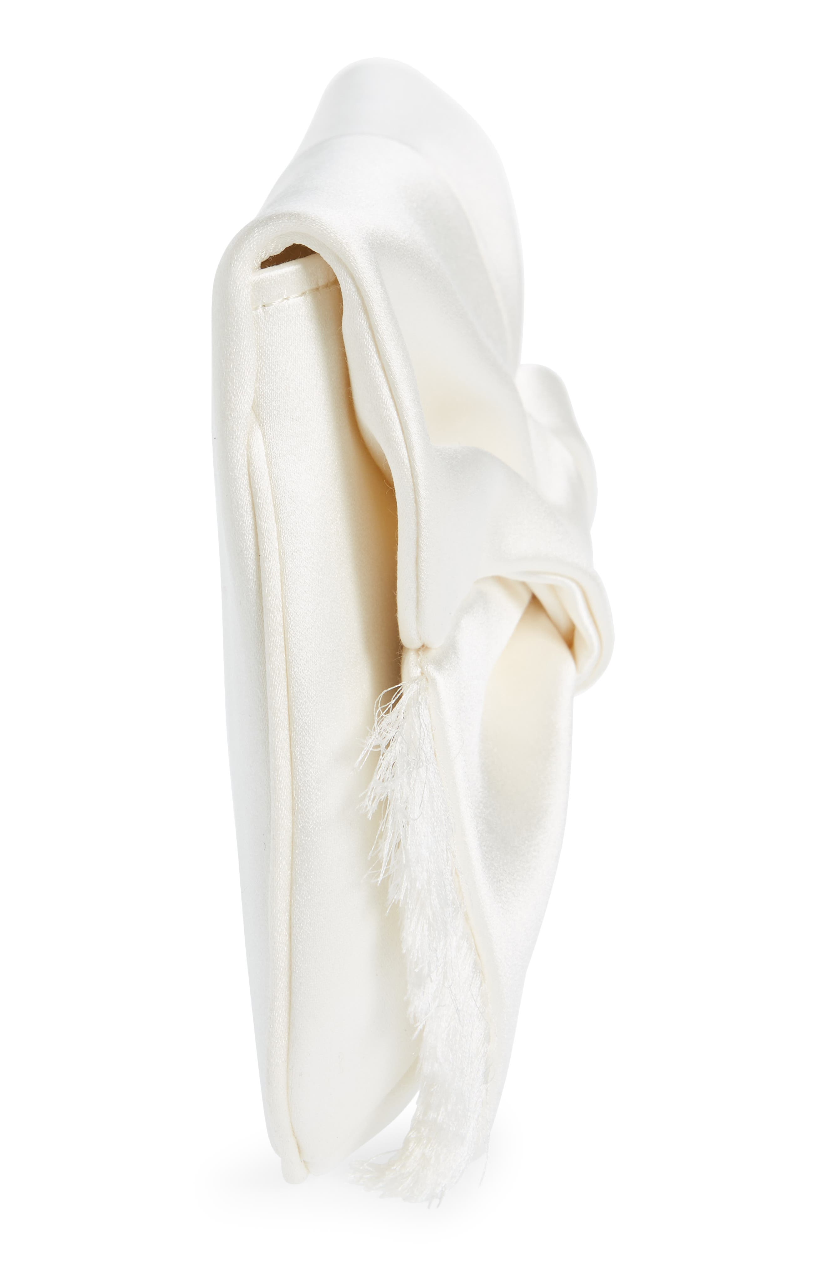 Anya Hindmarch Bow Double Face Satin Clutch, Alternate, color, Ivory