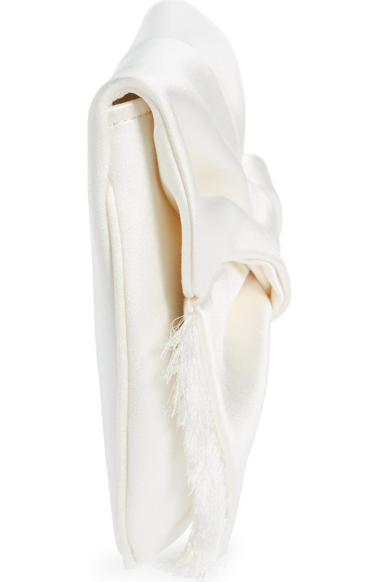 Anya Hindmarch Bow Double Face Satin Clutch, Alternate, color, Ivory