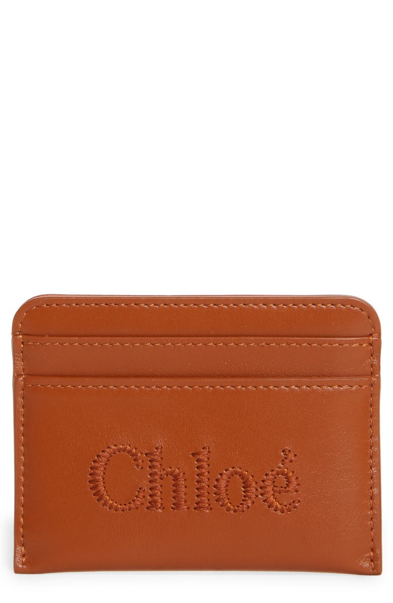 Chloé Sense Leather Card Case, Main, color, 247 Caramel