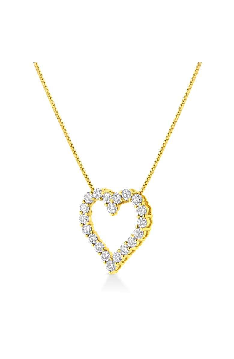 Haus of Brilliance 14K Yellow Gold Plated Silver 2.0 Cttw Diamond Classic Open Heart Pendant Necklace, Alternate, color, Yellow