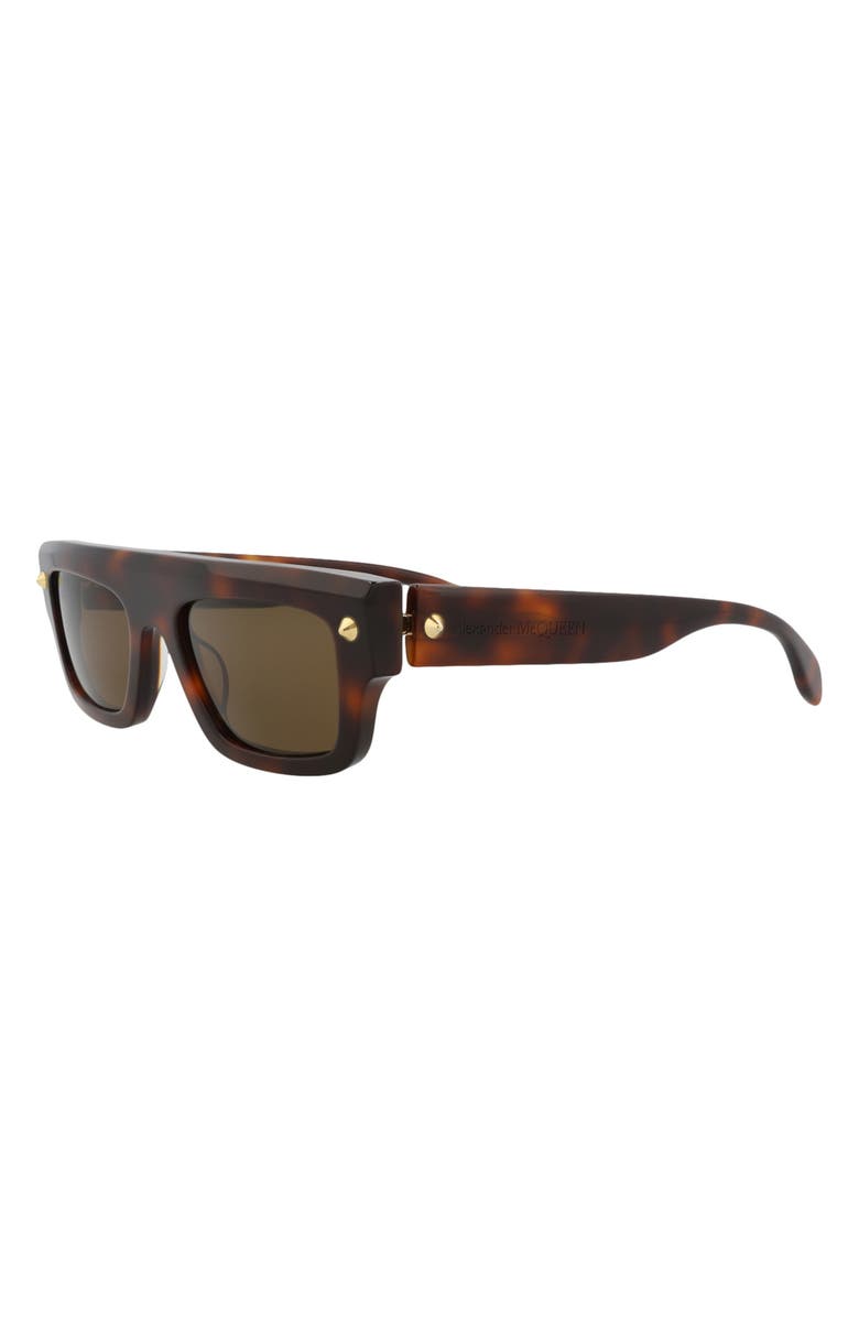 McQueen 52mm Rectangular Sunglasses, Alternate, color, Havana Havana Brown