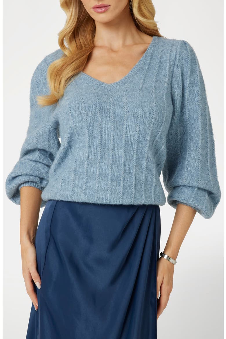 Madeline Pointelle Detail Sweater, Main, color, BLUE RIBBON