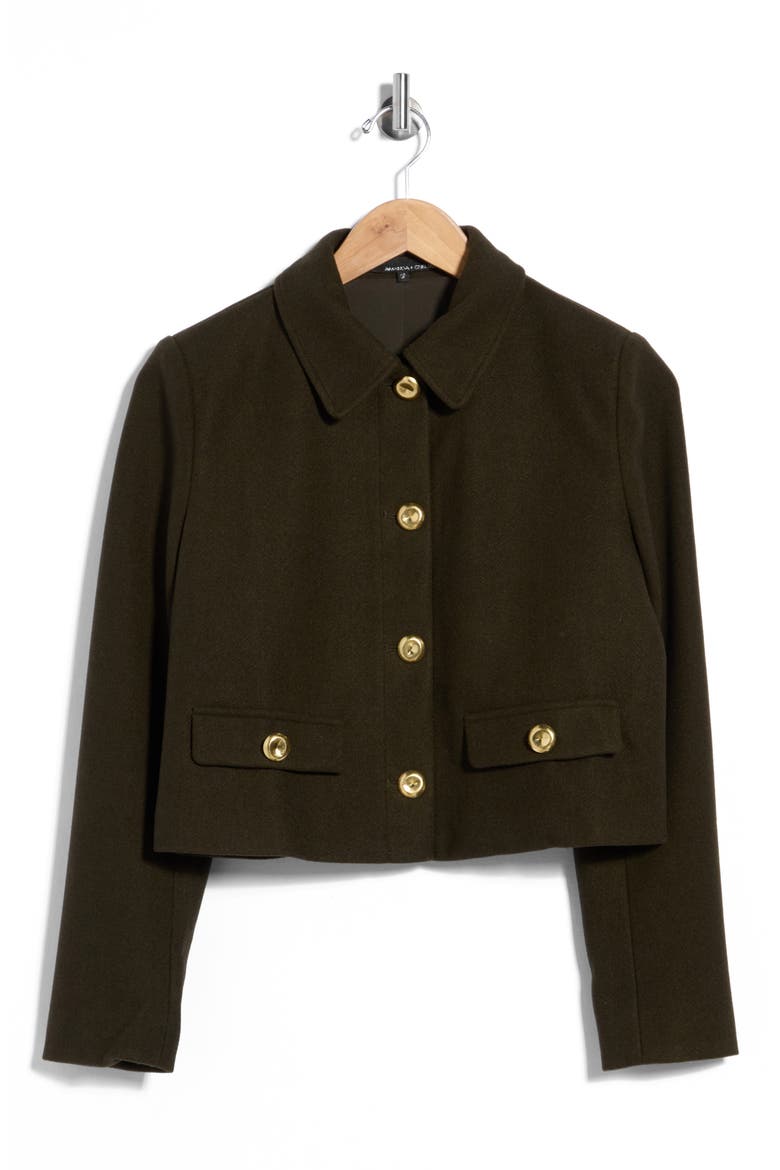 Cropped Matte Boucle Jacket, Main, color, OLIVE