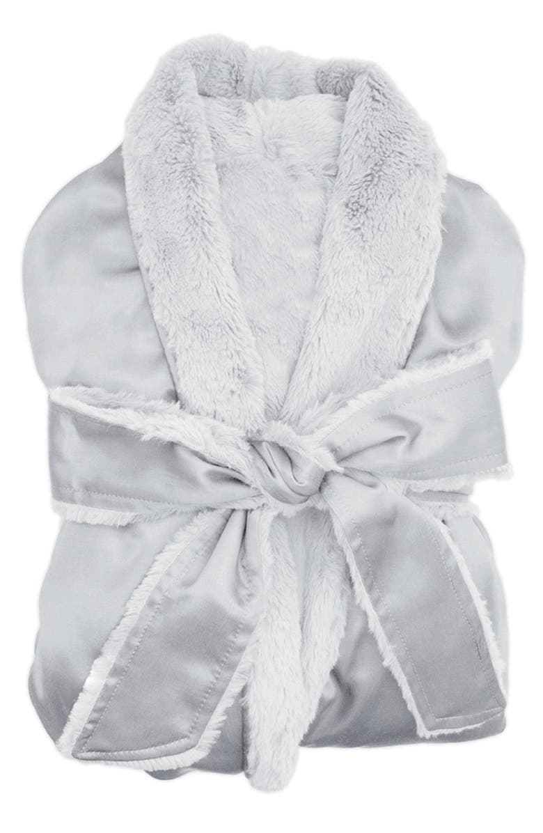 Giraffe at Home Faux Fur & Satin Robe, Main, color,