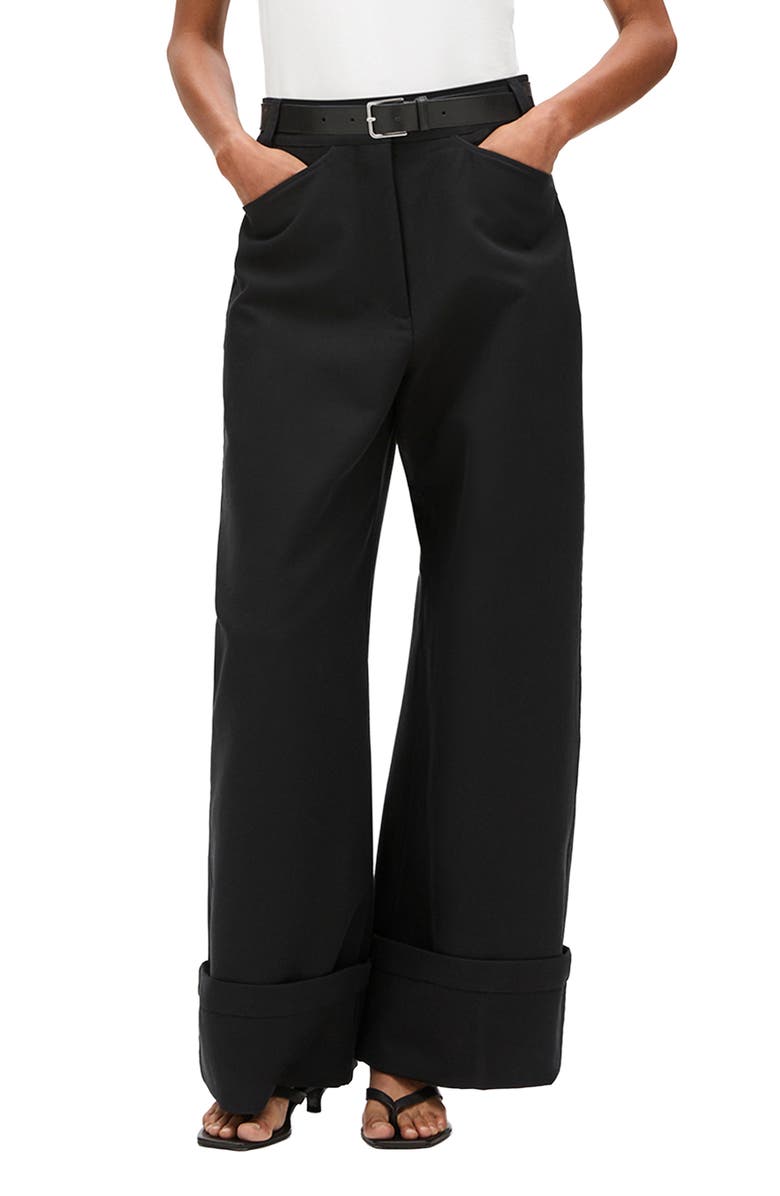 Another Tomorrow Wide Cuff Pant, Main, color, Black