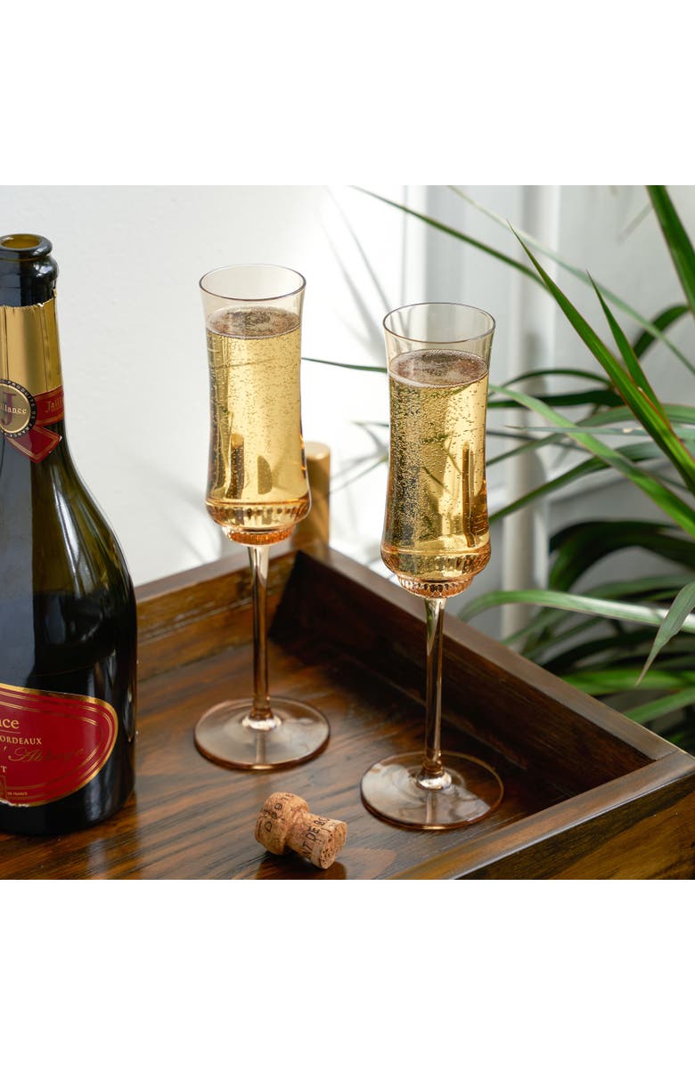 TWINE Tulip Champagne Flutes in Amber Set of 2, Alternate, color,