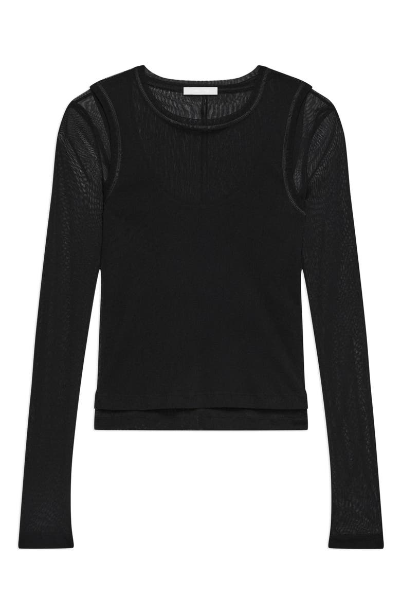 Helmut Lang Layered Mesh Long Sleeve T-Shirt, Alternate, color, Black