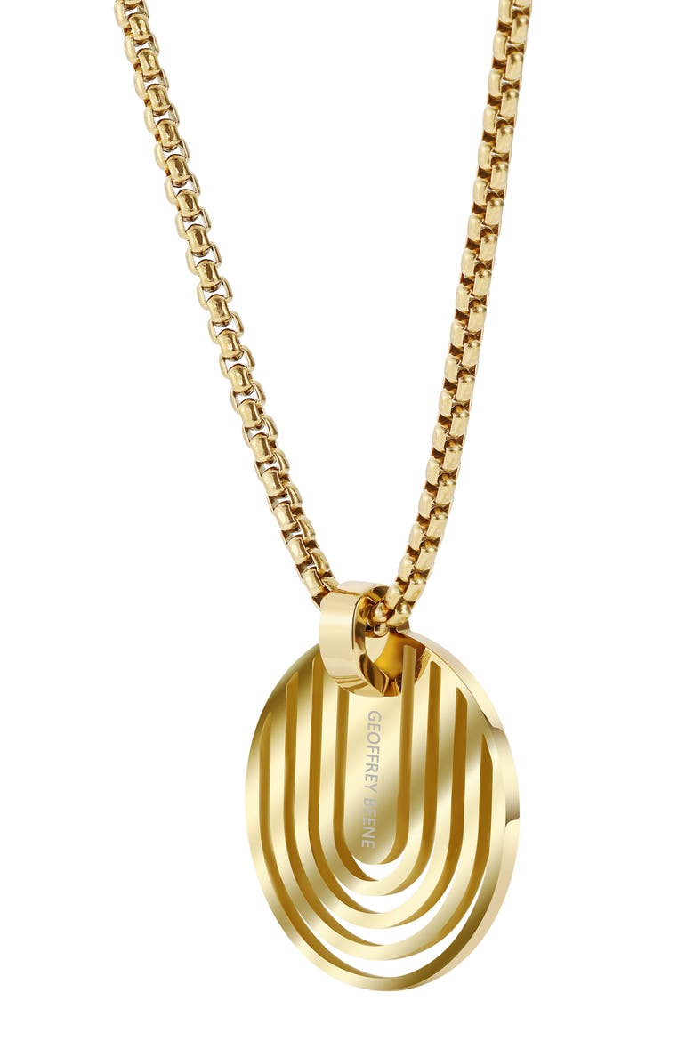 Men's Stainless Steel Disc Plate Pendant Necklace, Alternate, color, GOLD