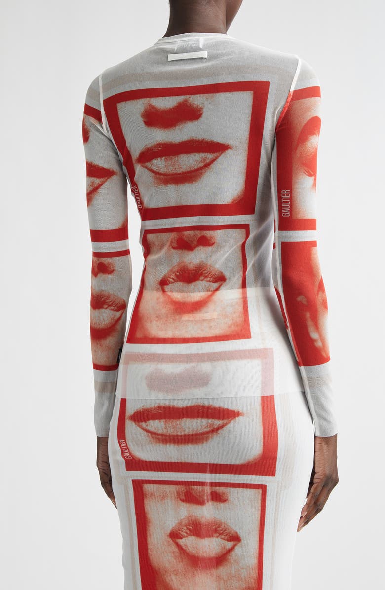 Jean Paul Gaultier Re-Edition Eye Print Mesh T-Shirt, Alternate, color, White/ Red/ Light Orange