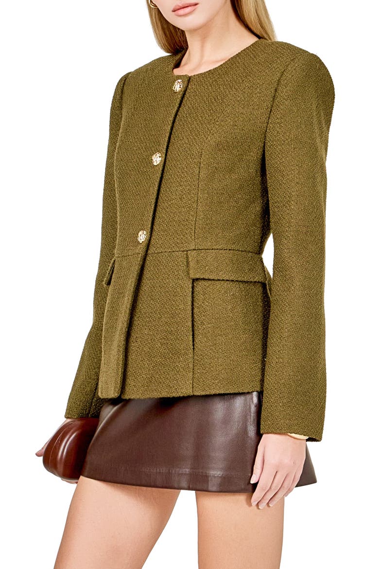 Collarless Blazer, Alternate, color, KHAKI