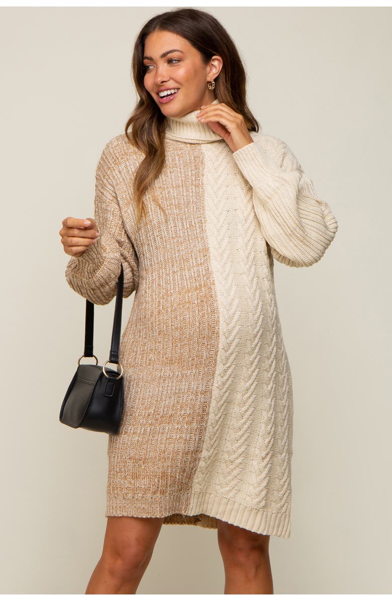 PinkBlush Color Blocked Turtleneck Sweater Dress, Main, color, 
