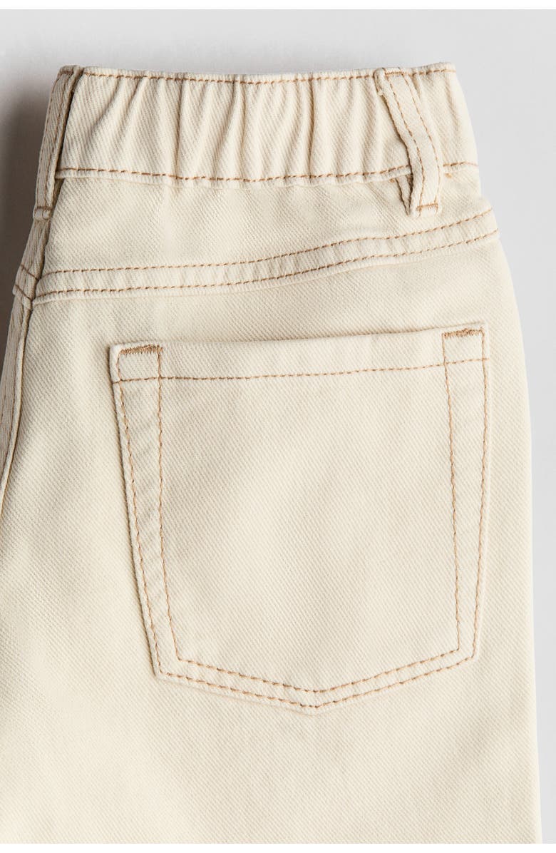 H&M Embroidered Twill Shorts, Alternate, color, Light Beige/Palm Trees