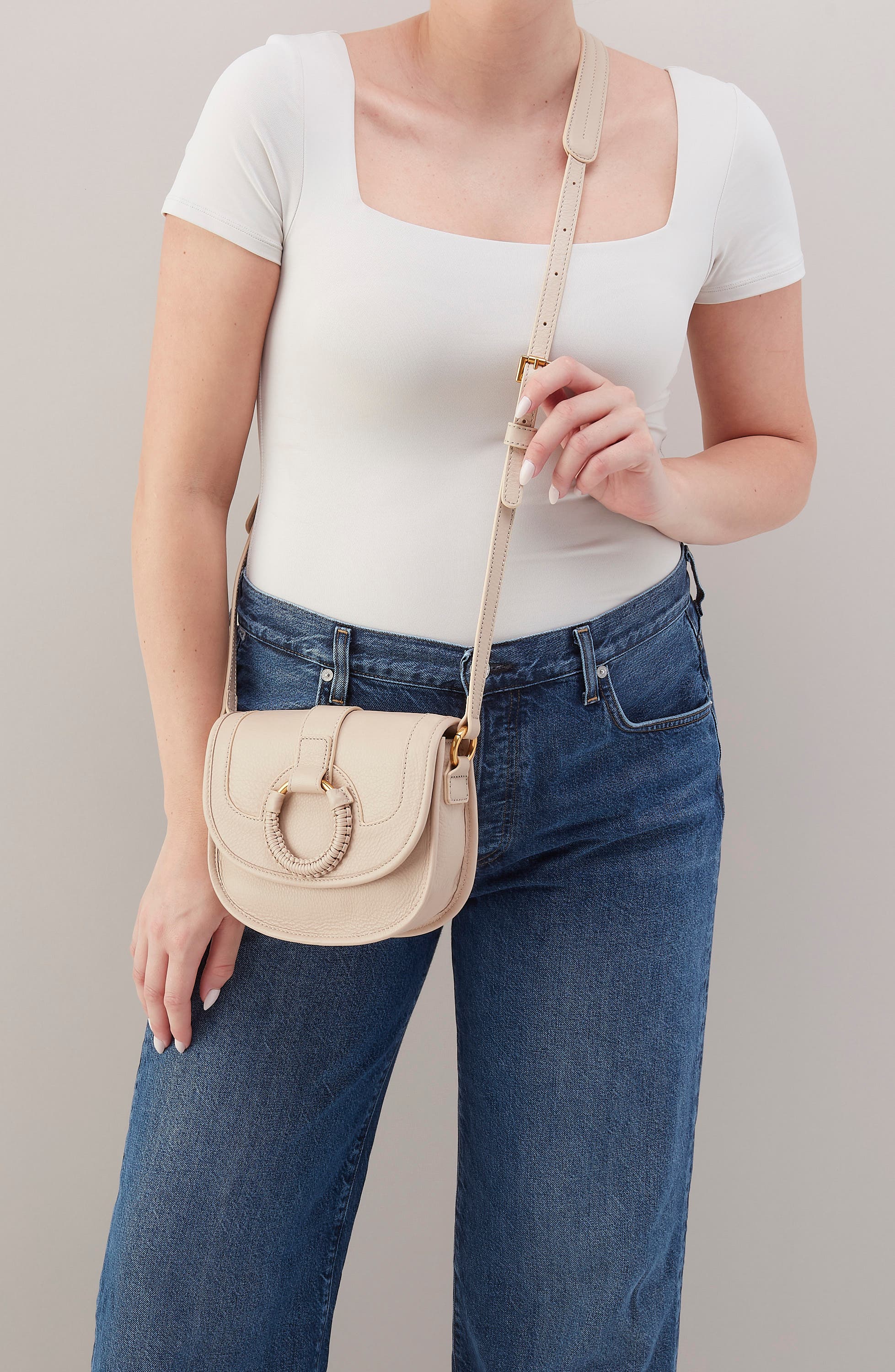 HOBO Small Kiva Leather Crossbody Bag, Alternate, color, Stonewash