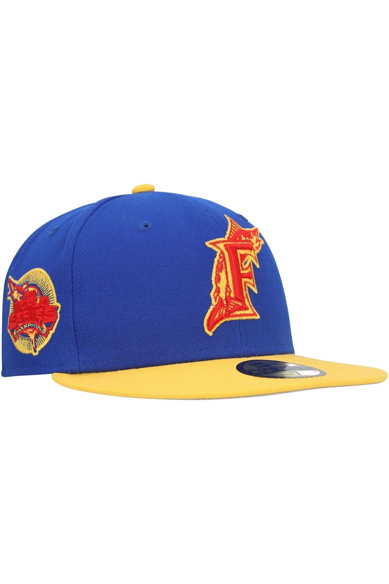 Men's New Era Royal/Yellow Florida Marlins Cooperstown Collection Empire 59FIFTY Fitted Hat, Main, color, Royal