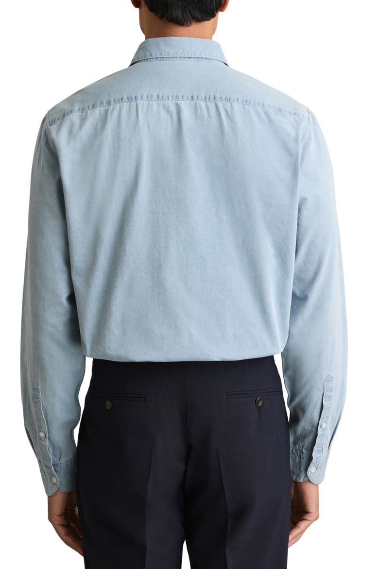 Draper Cotton Denim Button-Up Shirt, Alternate, color, BLUE