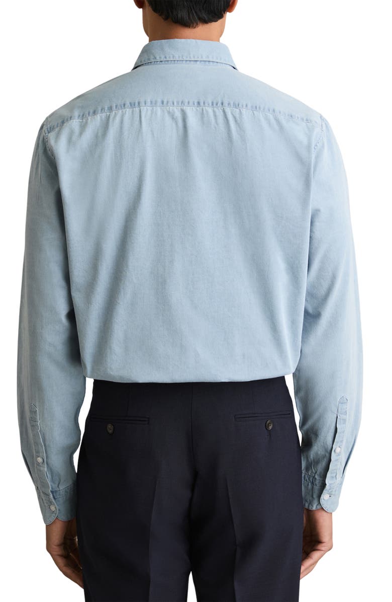 Reiss Draper Cotton Denim Button-Up Shirt, Alternate, color, Blue