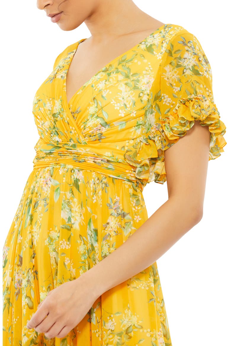 Flounce Sleeve Floral Maxi Dress, Alternate, color, YELLOW MULTI