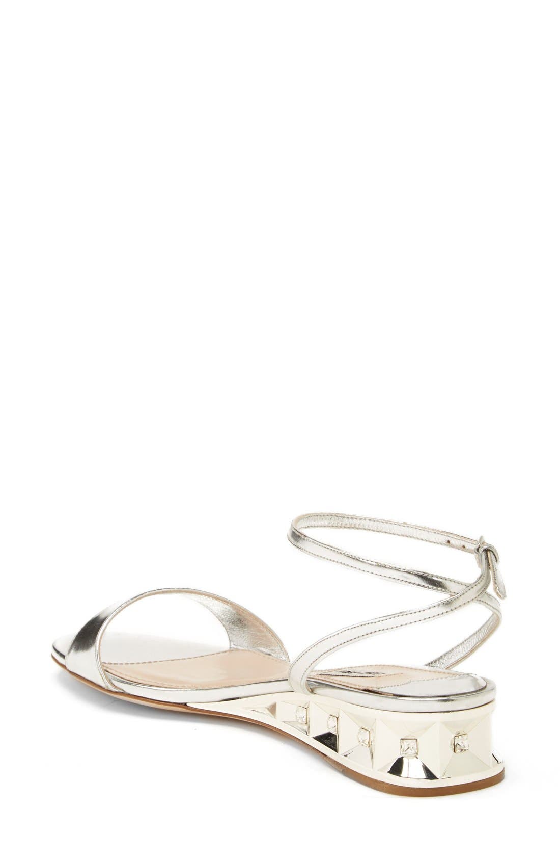Jeweled Heel Ankle Strap Sandal, Alternate, color, SILVER